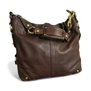 Coach Vintage Carly Brown Leather Brass Hardware Hobo Shoulder Bag